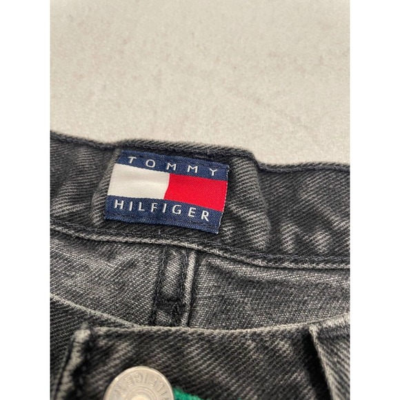 Vintage Tommy Hilfiger Size 14 Women's Relaxed Fit Jeans Big Flag Logo Black - Picture 8 of 10